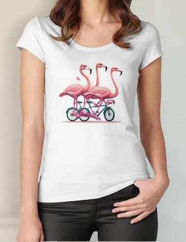 Remera Cute Pink Flamingos On Bike Flamingo Lovers Algodon P