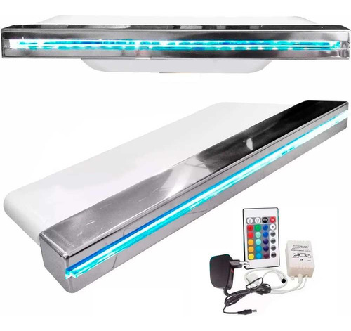 Cascata Para Piscina 40cm De Embutir Bico Inox Com Led Rgb