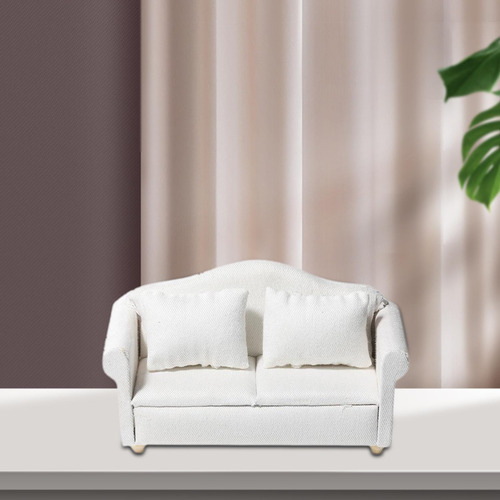 2 X 1/12 Sofá De Madera Amor Asiento Casa De Muñecas