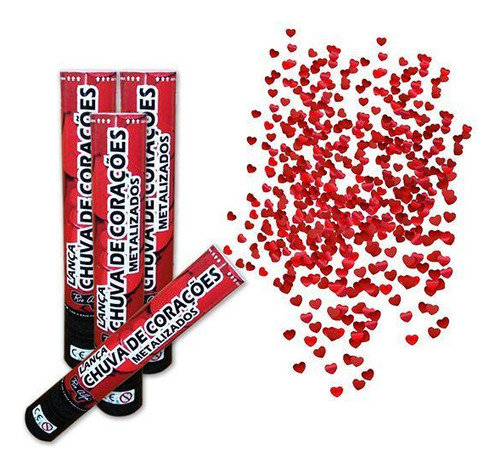 Kit de confeti para fiestas con forma de corazón metálico de 12 lanzas, color rojo