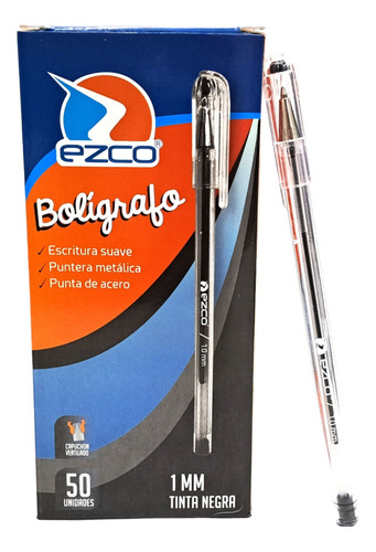 Bolígrafos Ezco Color Negro Caja X 50  Nuevo Diseño 