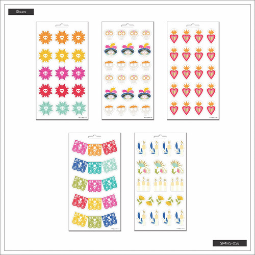 Etiquetas Adhesivas Stickers 5 Hojas Happy Planner Pegatina Color Día De Muertos
