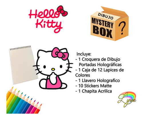 Hello Kitty Mystery Box De Dibujo Croquera Lapices Holografi