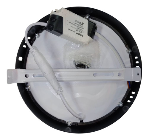 Plafón Led Redondo 12w Luz Cálida De Aplicar Trefi Negro