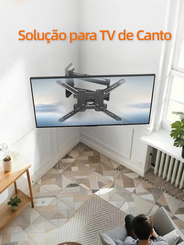 Suporte Tv Tri Articulado 14'' A 63'' Para Parede E Painel Cor Preta