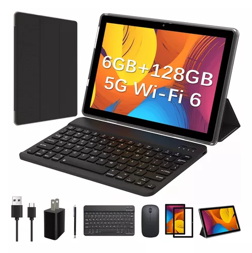 2024 Tablet con teclado, 10 pulgadas 2 en 1 4 GB RAM+128 GB ROM+1 TB  Android 11 Tablets PC, tableta de cuatro núcleos de 1.8 GHz, cámara dual de  8 MP