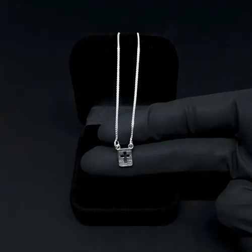 Escapulario con colgante de cruz italiana unisex de plata maciza 925