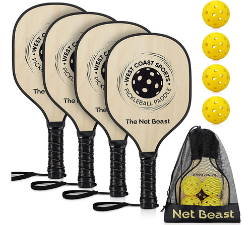 Conjunto De 4 Palas De Pickleball Net Beast, Conjunto D...