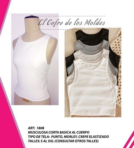 Molde  Musculosa Top Al Cuerpo, Pack Talles S A Xxl