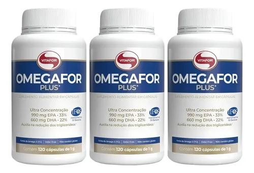 Ômega 3 Vitafor Omegafor Plus Kit de 3 Potes Com 360 Cápsulas Certificação IFOS