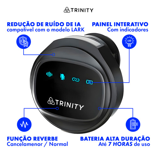 Microfone Duplo Lapela Redondo Sem Fio Lightning Iphone 25m Preto