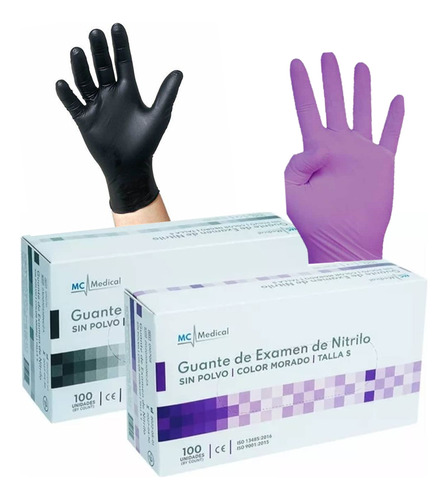 Guantes Nitrilo Negro Y Morado