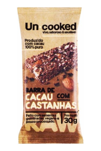Kit 6x: Barra Cacau E Castanhas S/glúten Vegano Uncooked 30g