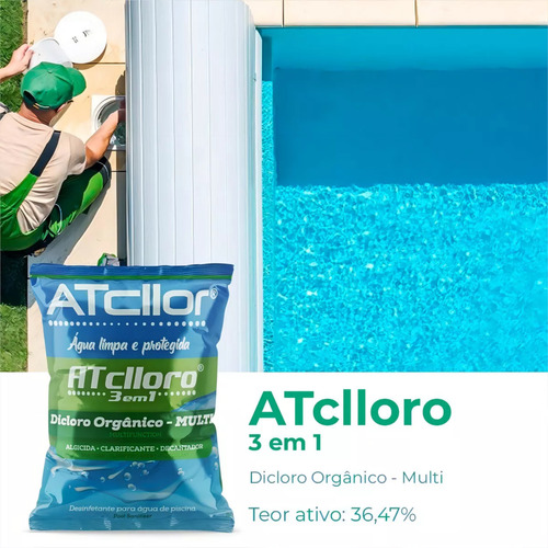 Atcllor Cloro 3 Em 1 Piscina Limpa E Protegida Multiação 1kg