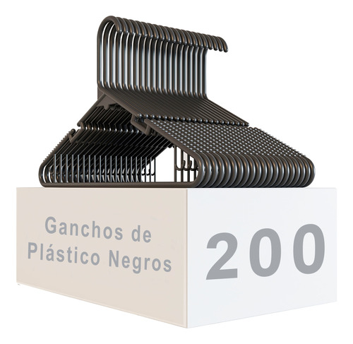 200 Ganchos Negros Para Ropa