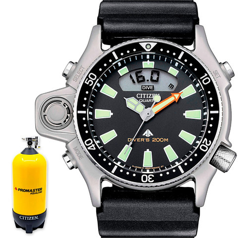 Relógio Citizen Aqualand Diver Promaster Jp2000-08e C520 Cor da correia Preto Cor do bisel Preto Cor do fundo Preto