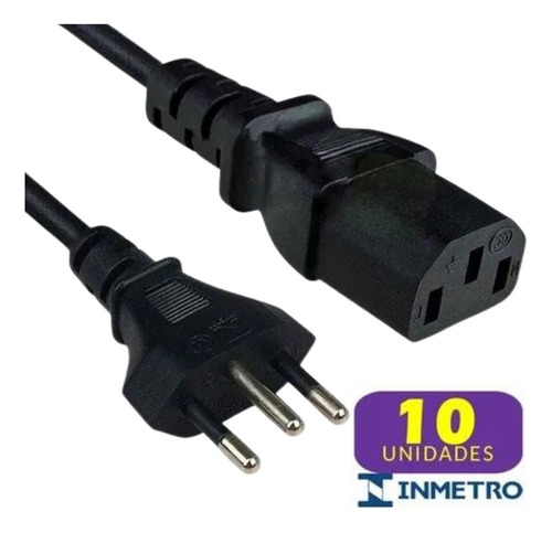 Kit 10 Cabos De Força Energia Atx Tripolar Padrão Pc 110v/220v