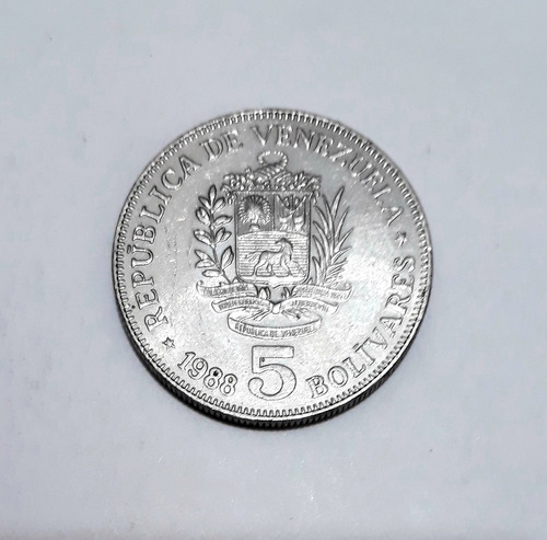 Moneda Venezolana Año 1988 - 5 Bolívares