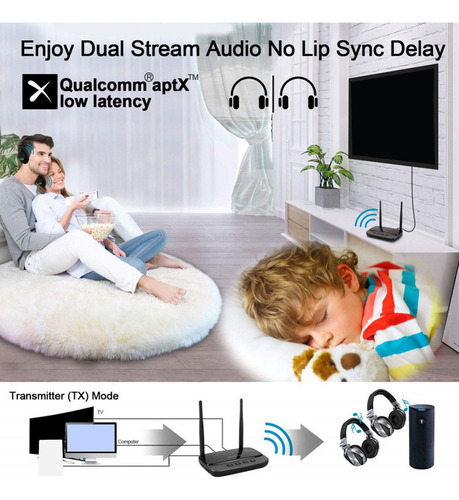 Bluetooth 5.0 Receptor Del Transmisor Actualizado Aptx Hd