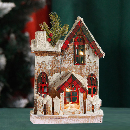 Casa De Nieve Navideña Cabaña De Troncos Luminosa Estilo A