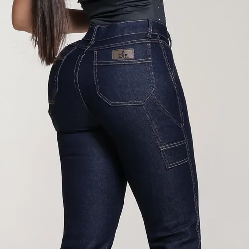 Calça Cowgirl Carpinteira Feminina Jeans Country Boiadeira