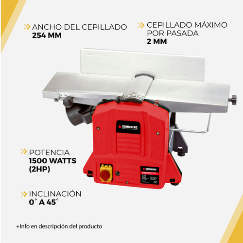 Cepilladora Garlopa De Banco Kommberg 1500w 2 Cuchilla Kb-cg8