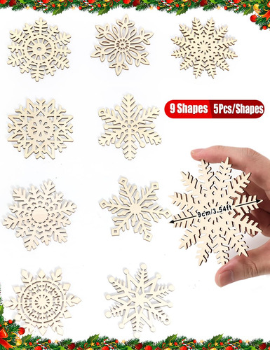 Adornos De Madera Con Forma De Copos De Nieve Wohohoho, 45 U