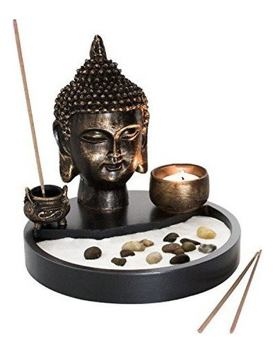 Cabeza De Buda Estatua Mesa Jardin Zen Kit Con Quemador De I