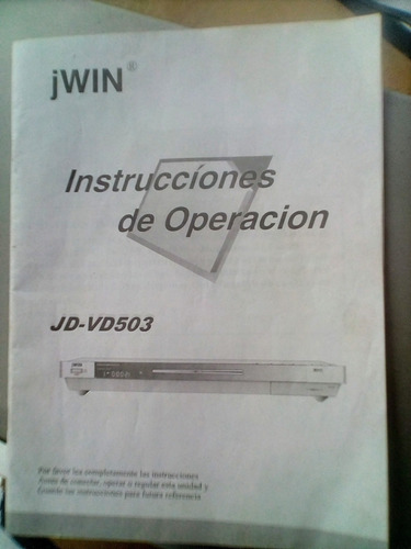Reproductor Dvd Jwin Jd-vd503 Control Remoto Manual Karaoke