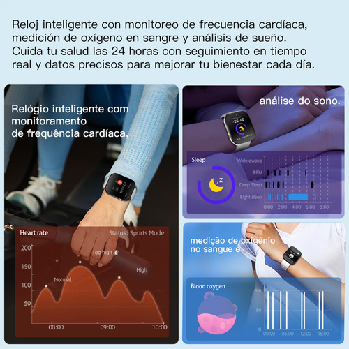 Reloj inteligente Smartwatch KUMI U6, con 7 satélites (GPS) 2 frecuencias (L1 + L5), con llamadas Bluetooth, con asistente de voz AI ChatGPT, AMOLED de 1,96", resistente al agua 5ATM
