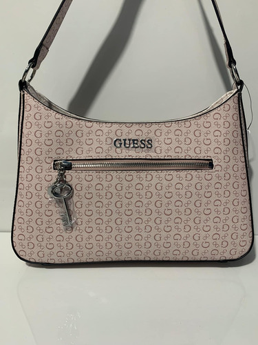 Bolso De Hombro Guess Tana Original Rosa Claro Lisa