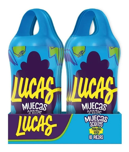 Imagen 2 de 5 de Lucas Muecas Aciditos, Manzana Verde Con 10 Pzs De 24g C/u