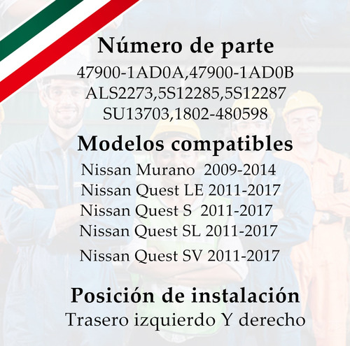 Sensor Abs Trasero Para Nissan Murano Quest 2009-2017