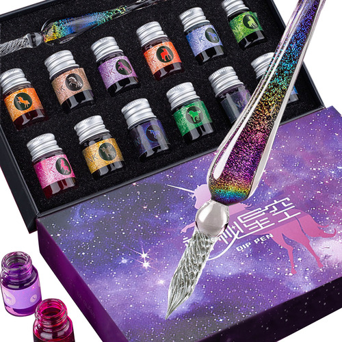 Juego De Tinta Para Bolígrafo De Vidrio Con 12 Tintas De Col