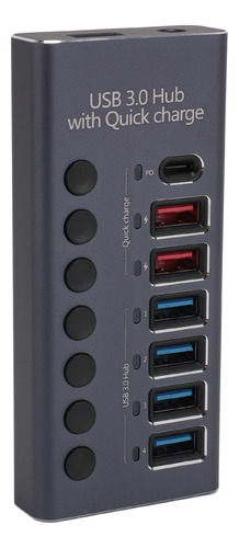 Hub Usb 3.0 De Carga Rápida, 7 Puertos, Alimentación De 4 Da