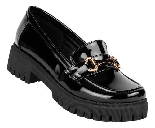 Zapato Mujer Mocasín Casual Tacón Negro Stfashion 00304102