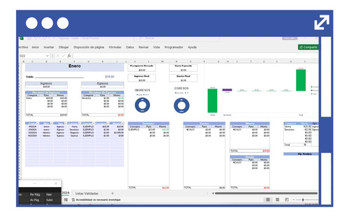 Control De Finanzas Sistema Gastos Planilla Dashboard 