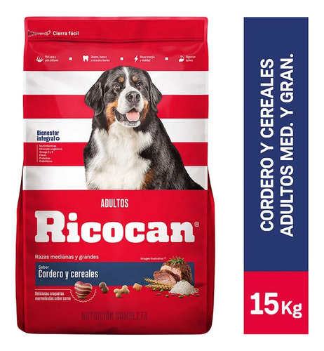 Ricocan Adultos Razas Medianas Y Grandes Cordero 15kg