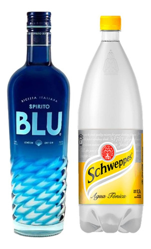 Gin Spirito Blu London Dry 700ml + Schweppes Tónica 1,5lts