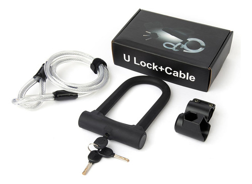 Candado Para Bicicleta O Scooter U-lock Resistente Con Cable