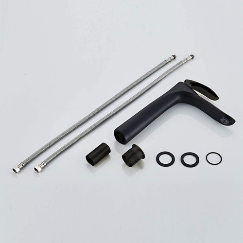 Grifo Mezclador Monomando Para Lavabo De Baño Alta Alargado Negro - Yesop