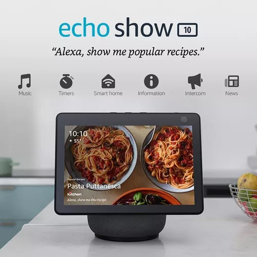 Echo Show 10 3rd Gen con asistente virtual Alexa, pantalla integrada  de 10.1 charcoal 110V/