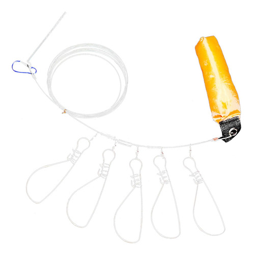 Pesca Stringer Big Wire Rope Lock Kayak Acero 5 Broches