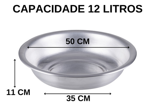 Bacia Alumínio Polida N°50 Grande P/banho Em Pets 12litros