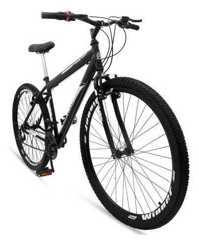 Mountain bike Ello Bike Velox aro 26 21v freios v-brakes câmbios Ltx cor preto/branco com descanso lateral