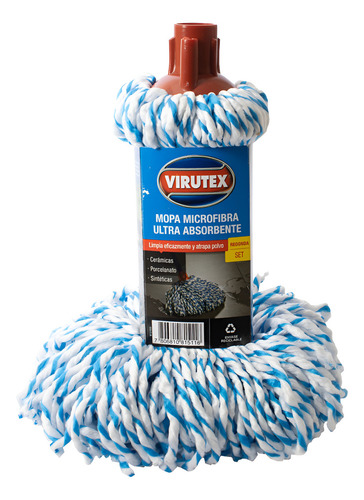 Mopa Redonda Set Microfibra Ultra Absorbente Virutex