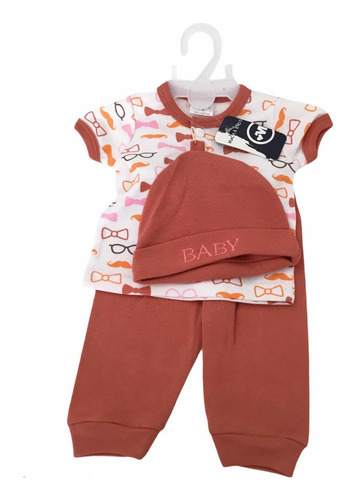 Conjunto Bebé 3 Piezas 6 - 9 Meses 100% Algodón