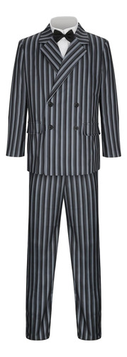 Disfraz Gomez Addams Para Hombre Traje Blazer Rayas Pantalon