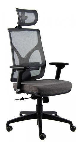 Imagen 2 de 3 de Silla de escritorio Mobilarg Cool ergonómica negra y gris con tapizado de mesh