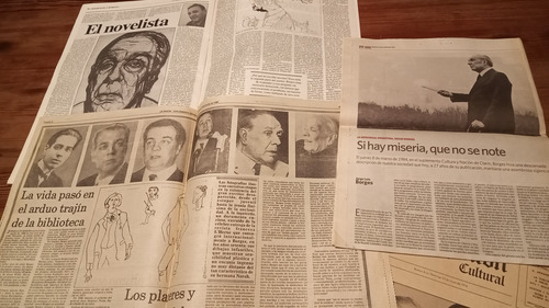 Lote 9 Suplementos Notas Borges La Maga Viva Clarín Ceal (Usado)